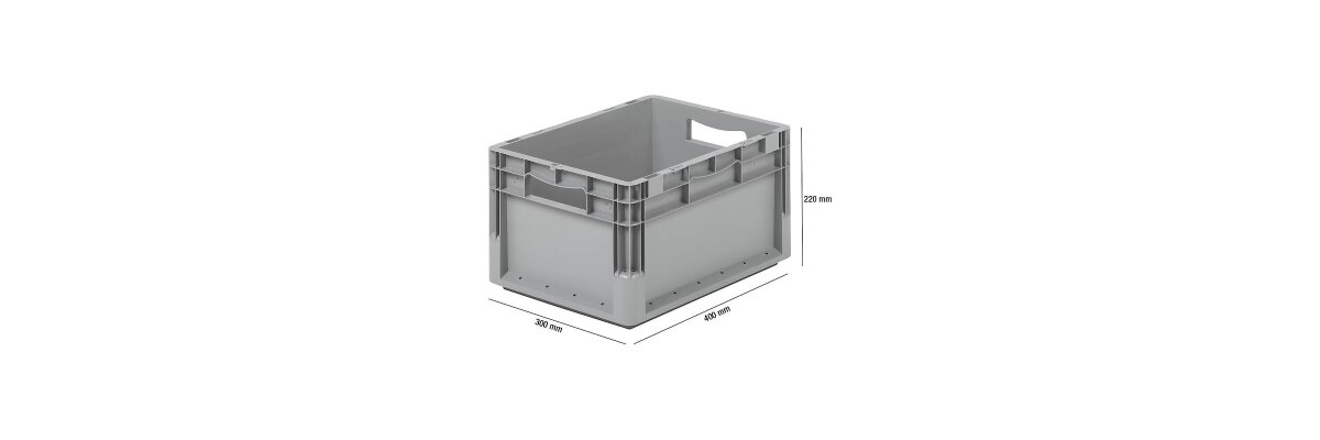 Ideal für Bücher und Zeitschriften - EuroBox ELB 4220 40x30x22 cm (LxBxH) 20,4 L, grau - Gebrauchte Eurobehälter kaufen Sie günstig bei Sommer International