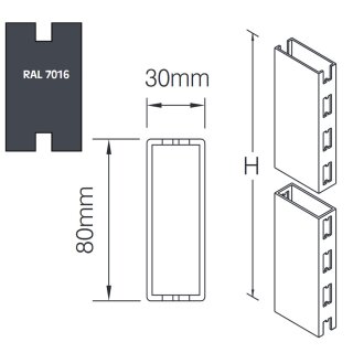 Säule 80x30 mm - 220 cm lang, anthrazit